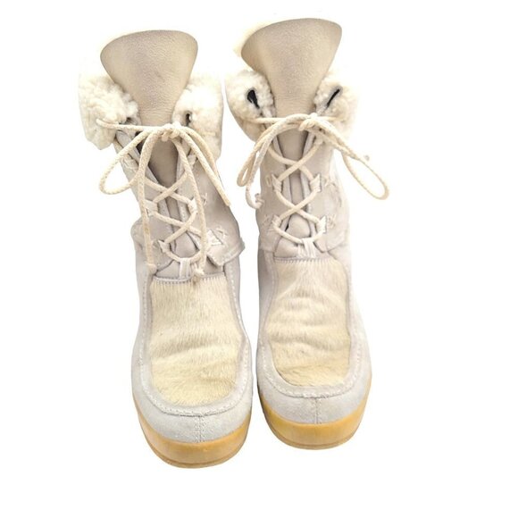 Vintage Tecnica Scandia Apres Ski Goat Hair Fur Leaf Boots EU 38.5 Made in Italy - Picture 5 of 14